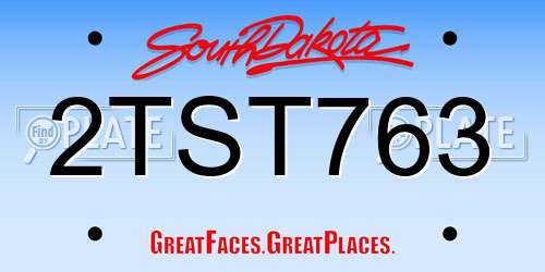 2TST763 South Dakota License Plate