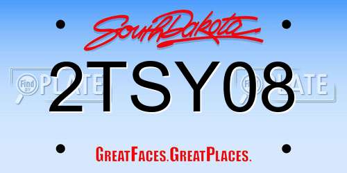 2TSY08 South Dakota License Plate