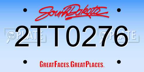 2TT0276 South Dakota License Plate