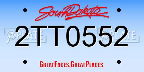 2TT0552 South Dakota License Plate