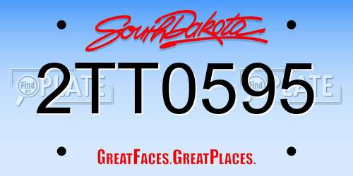 2TT0595 South Dakota License Plate