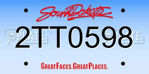 2TT0598 South Dakota License Plate