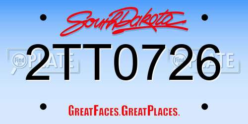 2TT0726 South Dakota License Plate