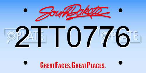 2TT0776 South Dakota License Plate