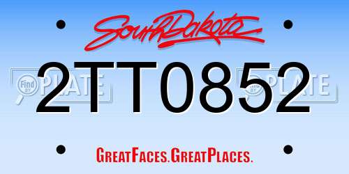 2TT0852 South Dakota License Plate