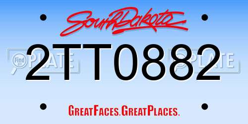 2TT0882 South Dakota License Plate
