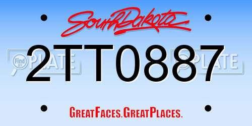 2TT0887 South Dakota License Plate