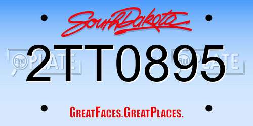2TT0895 South Dakota License Plate