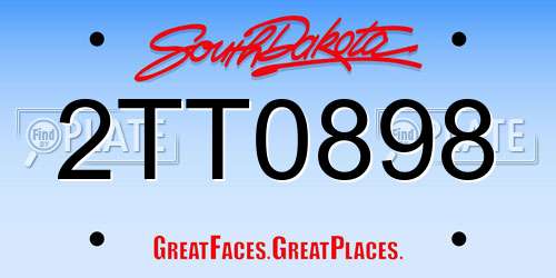 2TT0898 South Dakota License Plate