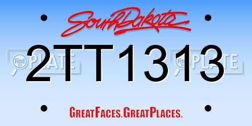 2TT1313 South Dakota License Plate