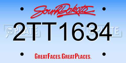 2TT1634 South Dakota License Plate