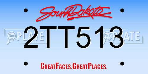 2TT513 South Dakota License Plate