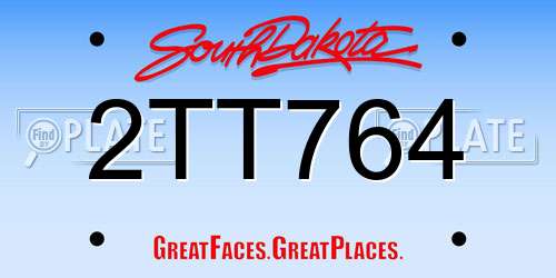 2TT764 South Dakota License Plate
