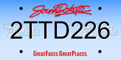 2TTD226 South Dakota License Plate
