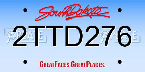 2TTD276 South Dakota License Plate