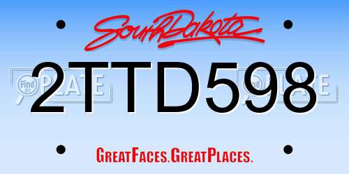 2TTD598 South Dakota License Plate