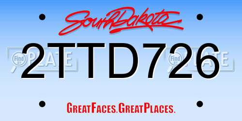 2TTD726 South Dakota License Plate