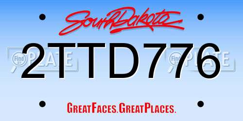 2TTD776 South Dakota License Plate