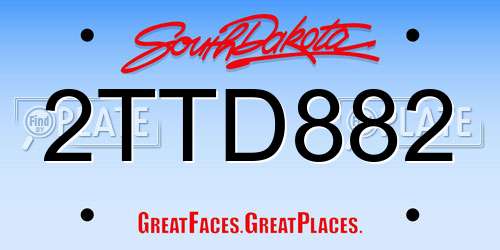 2TTD882 South Dakota License Plate