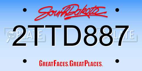 2TTD887 South Dakota License Plate