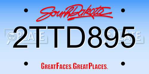2TTD895 South Dakota License Plate