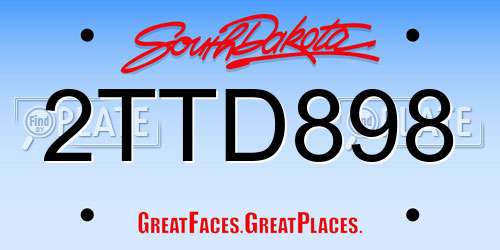 2TTD898 South Dakota License Plate
