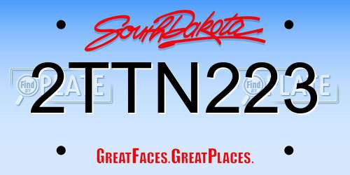 2TTN223 South Dakota License Plate