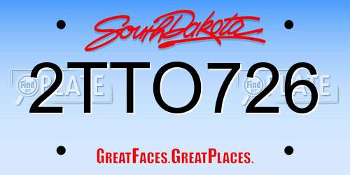 2TTO726 South Dakota License Plate
