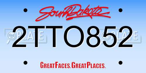 2TTO852 South Dakota License Plate