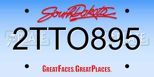 2TTO895 South Dakota License Plate
