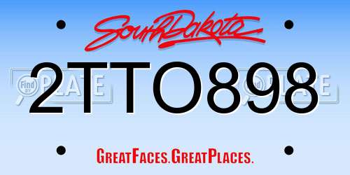 2TTO898 South Dakota License Plate