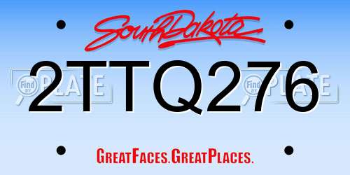 2TTQ276 South Dakota License Plate