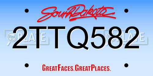 2TTQ582 South Dakota License Plate
