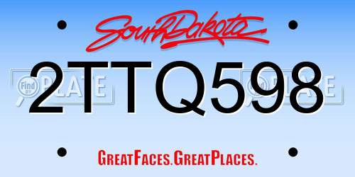 2TTQ598 South Dakota License Plate