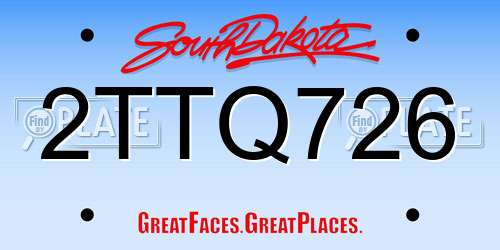 2TTQ726 South Dakota License Plate