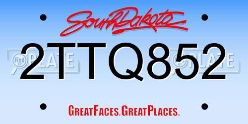 2TTQ852 South Dakota License Plate