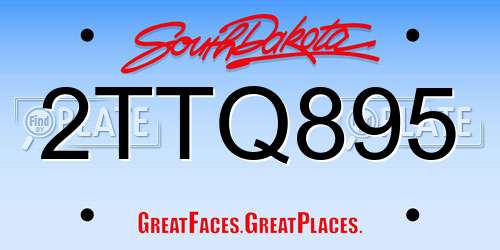 2TTQ895 South Dakota License Plate