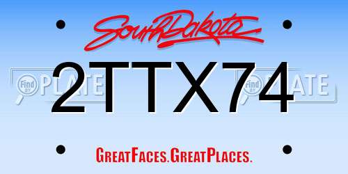 2TTX74 South Dakota License Plate
