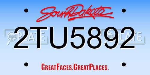 2TU5892 South Dakota License Plate