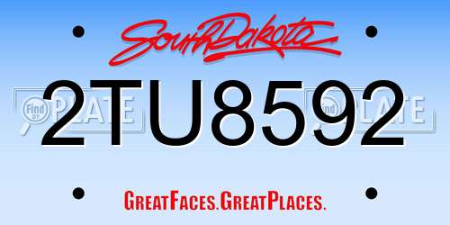 2TU8592 South Dakota License Plate