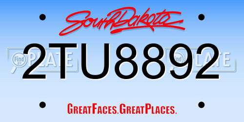 2TU8892 South Dakota License Plate
