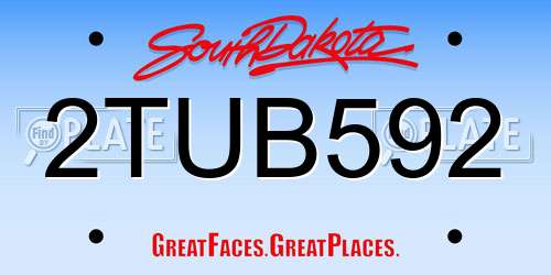 2TUB592 South Dakota License Plate