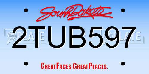 2TUB597 South Dakota License Plate