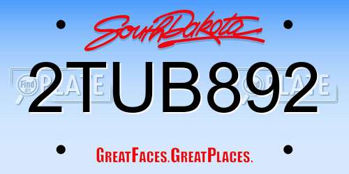 2TUB892 South Dakota License Plate