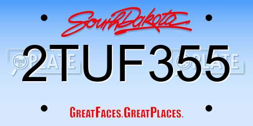 2TUF355 South Dakota License Plate