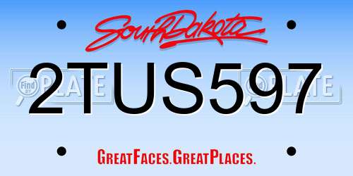 2TUS597 South Dakota License Plate