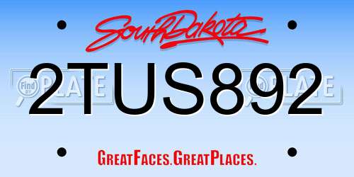2TUS892 South Dakota License Plate