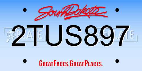 2TUS897 South Dakota License Plate