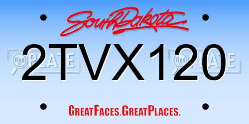 2TVX120 South Dakota License Plate