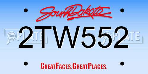 2TW552 South Dakota License Plate